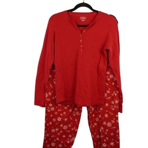 LL‎ Bean Red Snowflake Pajamas Size Medium